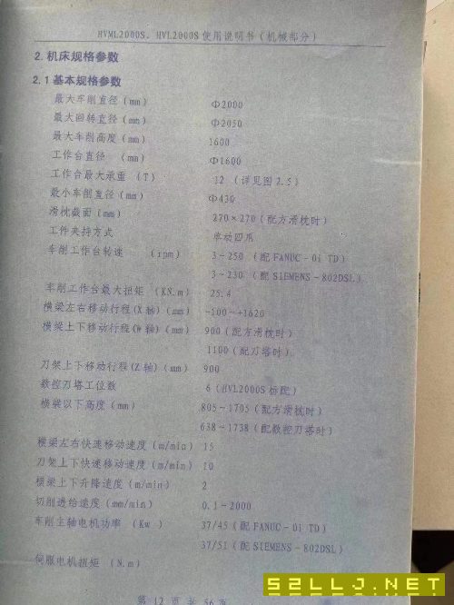 漢川HVL2000S高速數控立車
