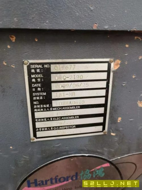 出售：臺灣協鴻2190數控龍門銑，BT50主軸，齒輪頭，6000轉，三軸行程XYZ:20.