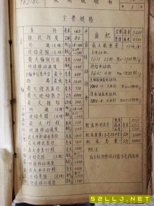 低價出售：武漢重型機床廠T6216C落地鏜一臺。行程：高.