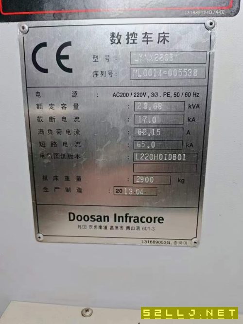 同款4臺，韓國原裝斗山220數控車床，配A2-6主軸過棒料.